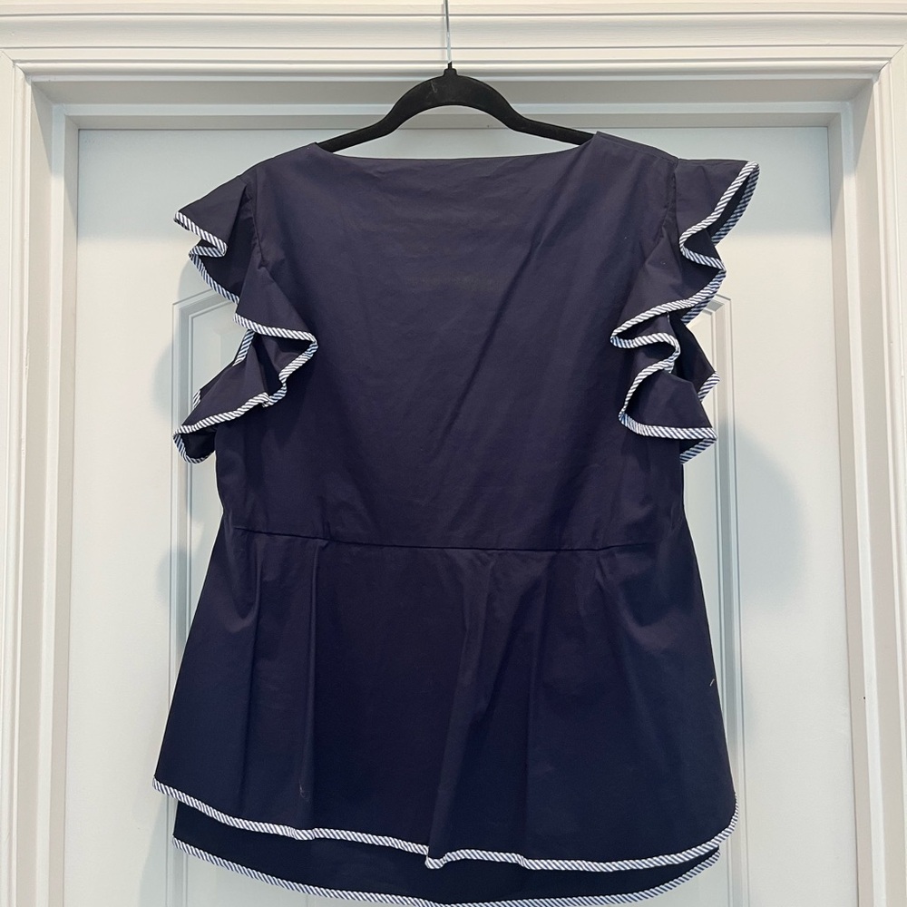 Vineyard Vines Deep Blue Ruffle Blouse - Picture 2 of 2